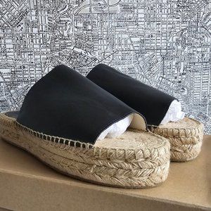 Little Burgundy- Black Platform Espadrilles Sandals
